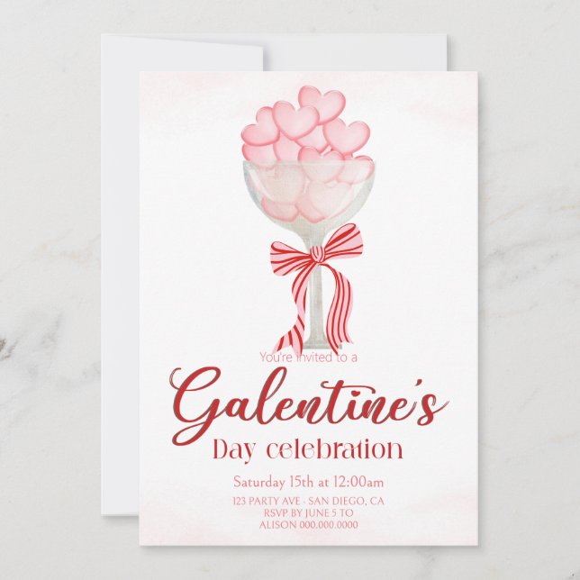 Elegant Galentine's Day-inbjudan Inbjudningar (Framsida)