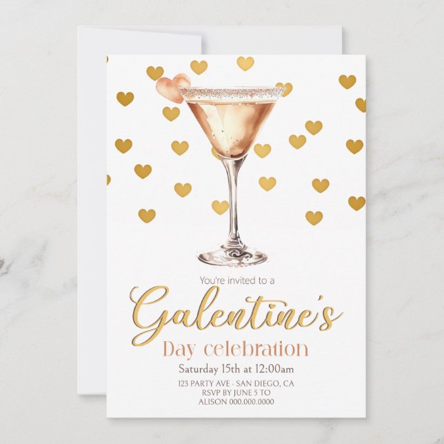 Elegant Galentine's Day party Invitation Inbjudningar (Framsida)