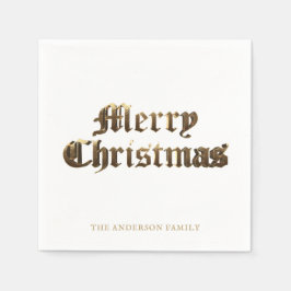 Elegant Gamla engelska Lettering Guld God jul Pappersservett