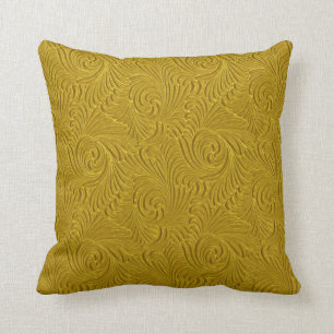 Elegant Gamla Guld-tones-inbäddade Blommigt-skador Kudde