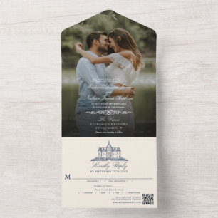 Elegant Gammal Chateau Manor Bröllop Photo QR-kod