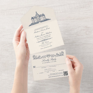 Elegant Gammal Chateau Manor Bröllop QR-kod