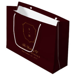 Elegant gammaldags burgunder-guld-monogram bröllop