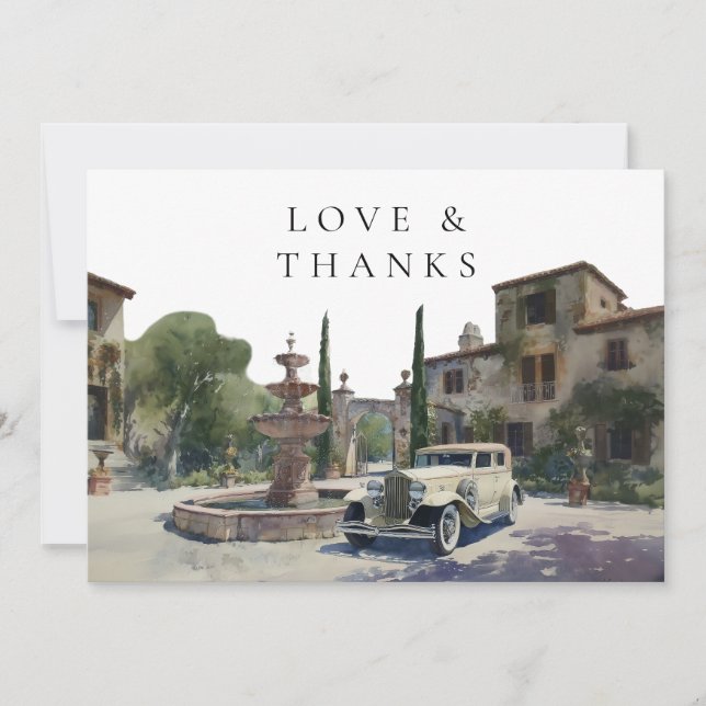 Elegant gammaldags herrgårdsbröllopsfoto tack kort (Framsida)