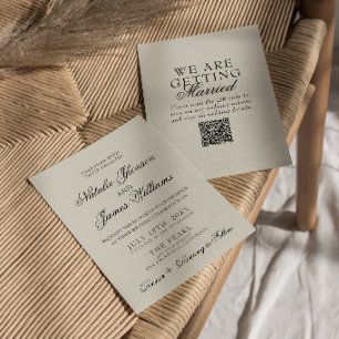 Elegant Gammalt Pengar Nyckfull Retro QR-kod Bröll Inbjudningar