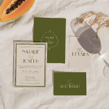 Elegant gammalt pengar Olivgrön Lyx Retro Bröllop