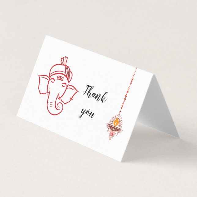 Elegant Ganesh Gud Indian Bröllop Tack Kort (Framsida)