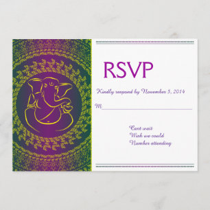 Elegant Ganesh Indisk Gud Lila RSVP-kort Inbjudningar