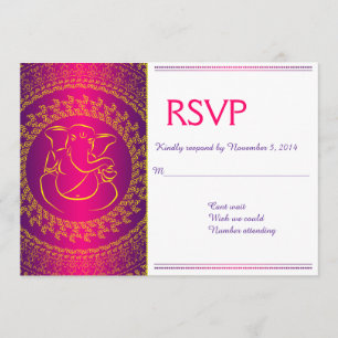 Elegant Ganesh Indisk Gud Rosa RSVP-kort Inbjudningar