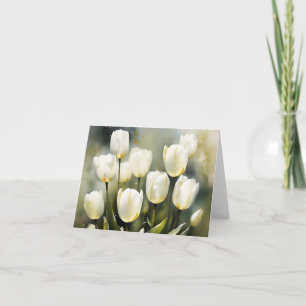 Elegant gäng vita tuliper i en Serene Garden Kort