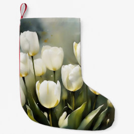 Elegant gäng vita tuliper i en Serene Garden Liten Julstrumpa