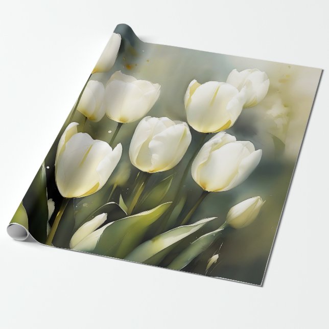 Elegant gäng vita tuliper i en Serene Garden Presentpapper (Utrullad)