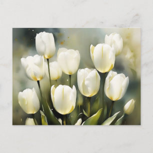 Elegant gäng vita tuliper i en Serene Garden Vykort