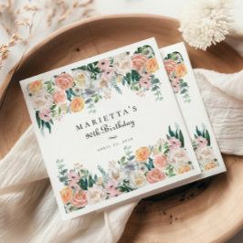 Elegant Garden Blommigt Greenery 90:e Födelsedagsf Pappersservett