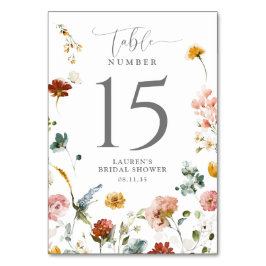 Elegant Garden Flowers Bridal Shower Table Number Bordsnummer