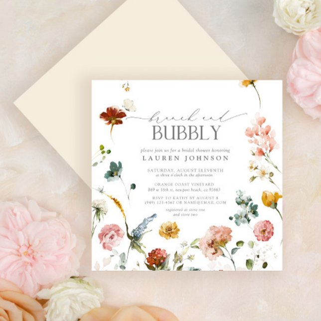 Elegant Garden Flowers Brunch & Bubble Shower Inbjudningar (Skapare uppladdad)