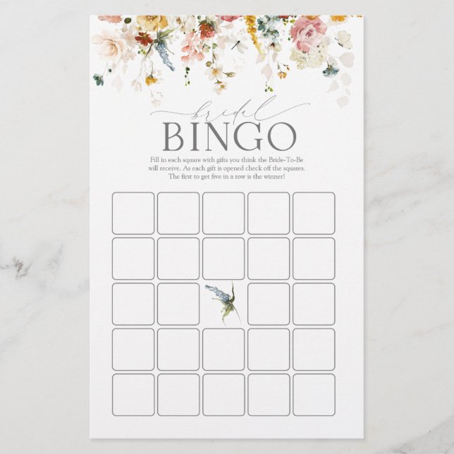 Elegant Garden Flowers Möhippa Bingo Game (Framsida)
