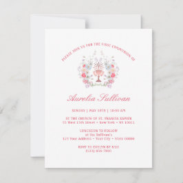 Elegant Garden Flowers WAN First Communision Inbjudningar