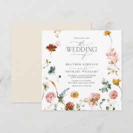 Elegant Garden Flowers Watercolor Blommigt Bröllop Inbjudningar