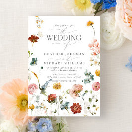 Elegant Garden Flowers Watercolor Blommigt Bröllop Inbjudningar