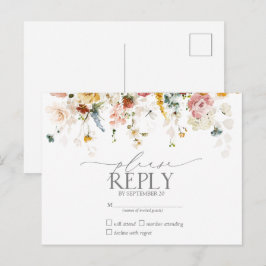 Elegant Garden Flowers Watercolor Blommigt OSA Inbjudan Vykort