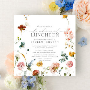 Elegant Garden Flowers Watercolor Bridal Luncheon Inbjudningar