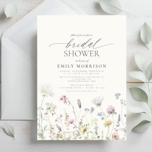 Elegant Garden Flowers Watercolor Möhippa Inbjudningar