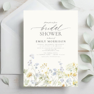Elegant Garden Flowers Watercolor Möhippa Inbjudningar
