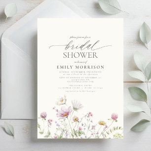 Elegant Garden Flowers Watercolor Möhippa Inbjudningar