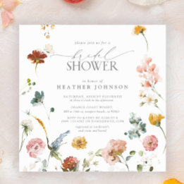 Elegant Garden Flowers Watercolor Möhippa Inbjudningar