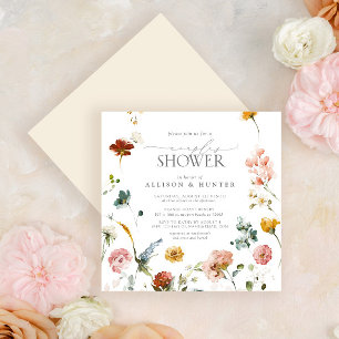Elegant Garden Flowers Watercolor Par Shower Inbjudningar