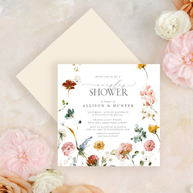 Elegant Garden Flowers Watercolor Par Shower Inbjudningar (Skapare uppladdad)