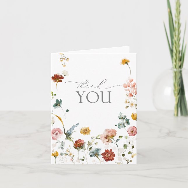 Elegant Garden Flowers Watercolor Tack Kort (Framsida)