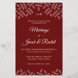 Elegant Garden Löv Mörk Red Wedding bjudande