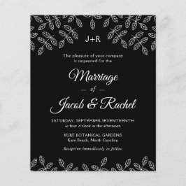 Elegant Garden Lövs Black Wedding bjudande