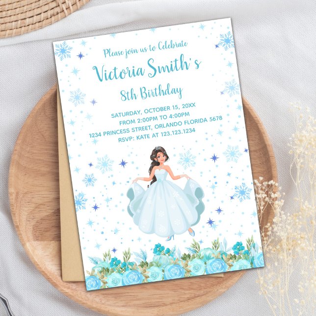 Elegant Garden Party Card för flickor Inbjudningar (Green Floral Princess Birthday Invitations)