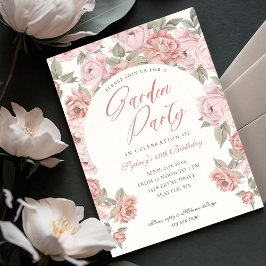 Elegant Garden Party Rosa Peony Blommigts Birthday Inbjudningar