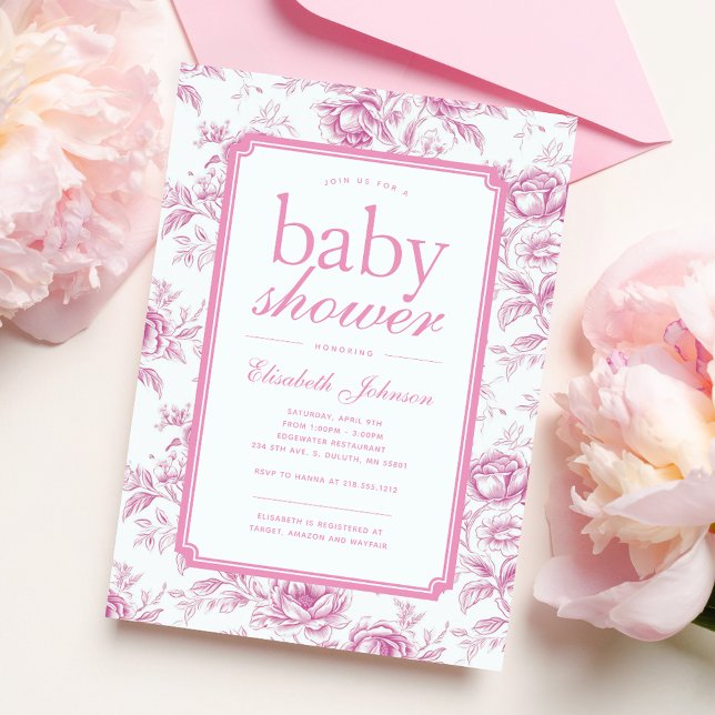 Elegant Garden Rosa Chinoiserie Baby Shower Inbjudningar (Skapare uppladdad)