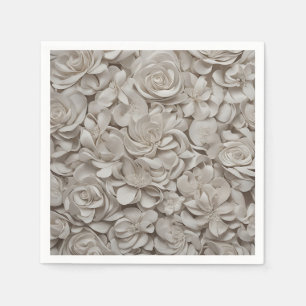 Elegant Gardenia White Blommönster Pappersservett