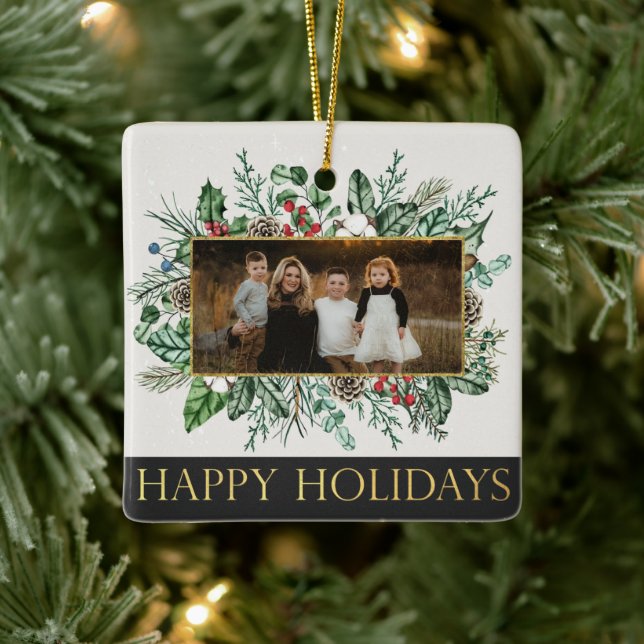 Elegant Garland Family Photo jul Ornament (Träd)