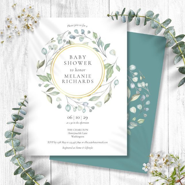 Elegant Garland Greenery Baby Shower Inbjudningar (Elegant Garland Greenery Baby Shower Invitation)