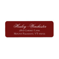 Elegant Garnet Red and White Bröllop Address Label