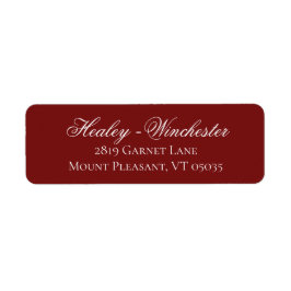 Elegant Garnet Red and White Bröllop Address Label Returadress Etikett