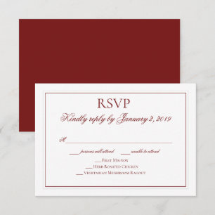Elegant Garnet Red and White Bröllop OSA Kort