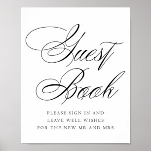 Elegant gästbok svart kalligrafi Bröllop Poster