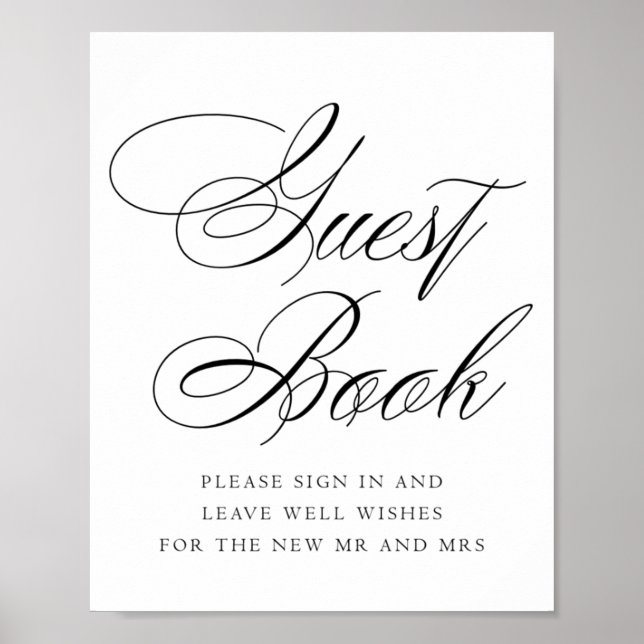 Elegant gästbok Svart kalligrafi | Bröllop Poster (Framsidan)