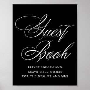 Elegant Gästbok Vit Kalligrafi   Bröllop Poster