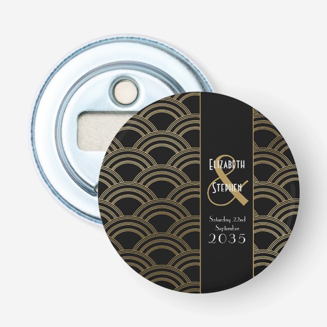 Elegant Gatsby Art Deco 1920-tal Guld Bröllop   Flasköppnare (Framsidan)