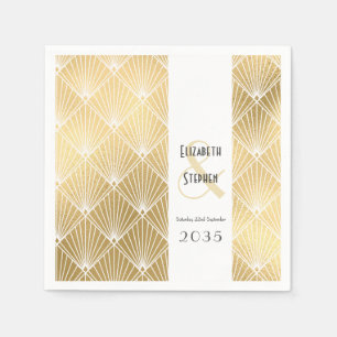 Elegant Gatsby Art Deco 1920-tal Guld Bröllop Pappersservett