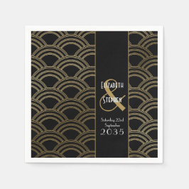 Elegant Gatsby Art Deco 1920-tal Guld Bröllop Pappersservett